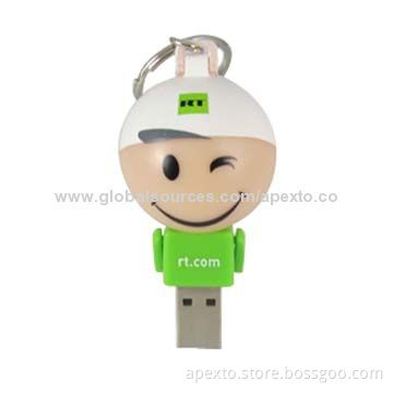 Cartoon Robot USB Flash Drive with 1 to 16GB Memory Capacity, Supports Dada Preloading and More